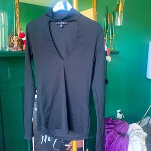 Lulus cut out black long sleeve shirt